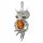  SILVER OWL PENDANT movable with natural Baltic AMBER SILVER 925