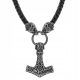  NORDIC NECKLACE WOLVES THOR'S HAMMER LEATHER STRAP