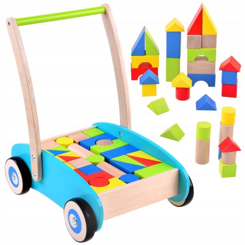  Wooden pusher, walking aid, cart with ZA3724 blocks