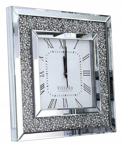 Clock for home Sofer white, silver wall clock, 50 cm