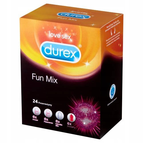  Durex Fun Mix Latex Condoms 24 pcs.