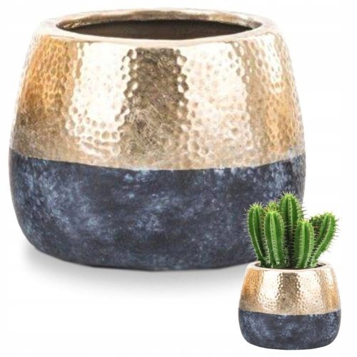  Duwen flowerpot, 18.5 cm x 18.5 x 14.5 cm, diameter 18.5 cm, ceramic in yellow and gold tones