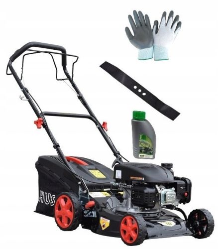 Petrol lawn mower - Husar petrol lawn mower with 123 cm³ capacity. 50 l basket, cutting width 43 cm