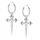  HOOP EARRINGS DAGGER CROSS silver 925