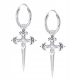  HOOP EARRINGS DAGGER CROSS silver 925