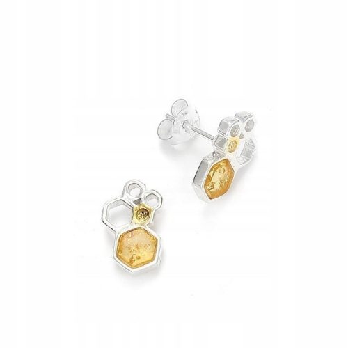  SILVER HONEY EARRINGS WITH AMBER