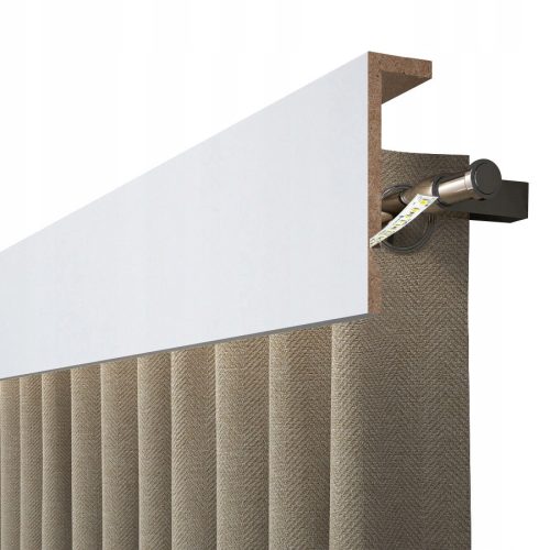  Curtain rod cover, ceiling rail cover, 240 cm, white-black oak veneer