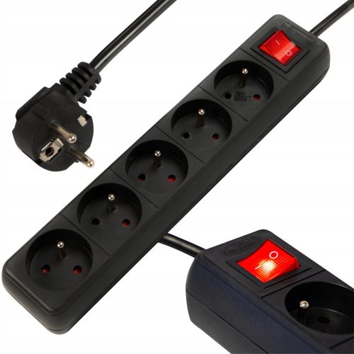 Blow bar extension cable 3 m, 5 pcs. sockets, black