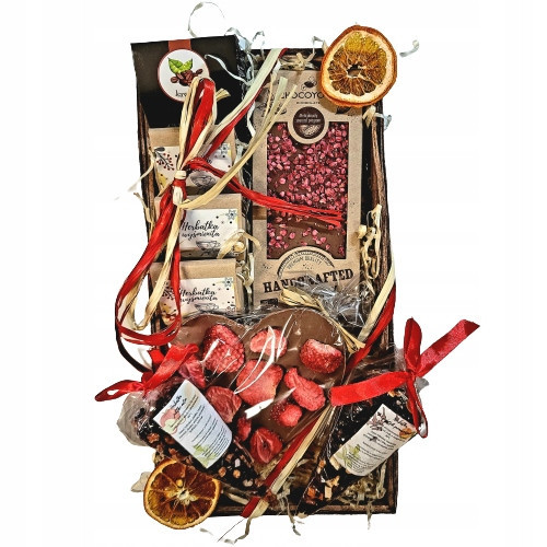  Ekoloco 37 gift basket coffee + 2 chocolates + 5 teas + decorative wood wool + dried orange slices