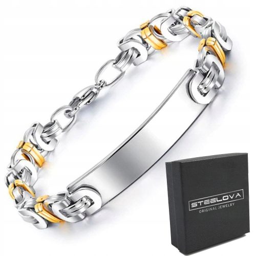  BRACELET WITH PLATE 316L STEEL GOLD PLATED