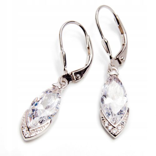  Silver earrings 925 white zircons teardrops shiny