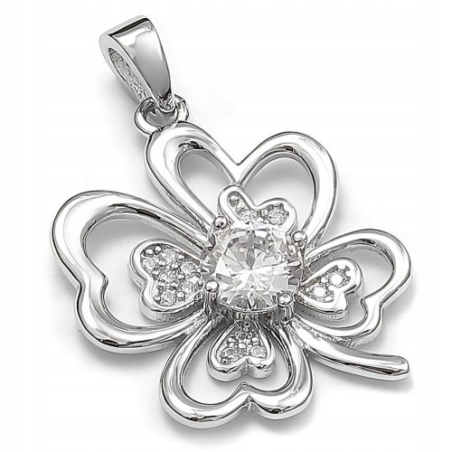  Silver pendant / large clover with zirconia