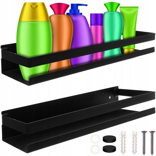 Wall-mounted bathroom shelf Ruhhy 19188 black 50x10.5x6 cm