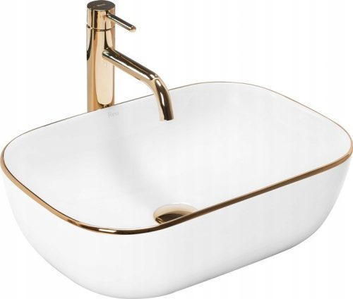 Rea Belinda Gold Edge rectangular countertop washbasin