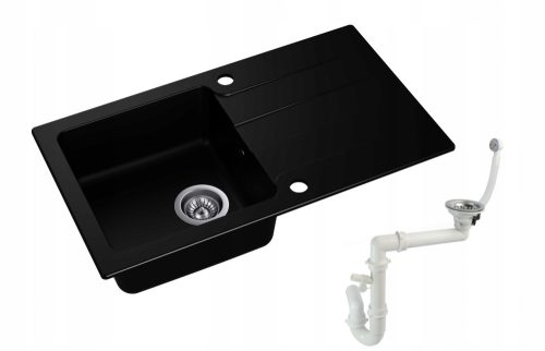 Moderno Cascatore single-bowl sink, black granite