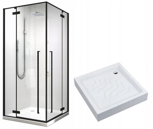 Atea series shower cubicle double doors, hinged 80 x 80 cm + Schedpol Galero 3.360 square shower tray 80 x 80 cm