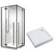 Atea series shower cubicle double doors, hinged 80 x 80 cm + Schedpol Galero 3.360 square shower tray 80 x 80 cm