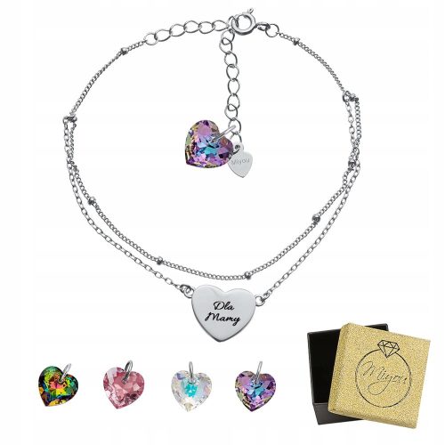  Silver women's heart bracelet with engraving 925