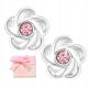  SILVER FLOWER EARRINGS 925 WITH PINK ZIRCON