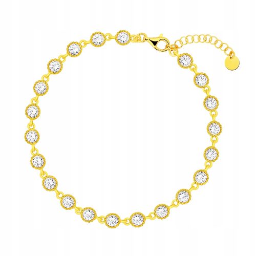  Bracelet with white zircons, silver, gold-plated