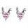  Earrings Ornamo Rabbit Ears and Hearts Pink Cubic Zirconia Silver 925 Stud