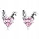  Earrings Ornamo Rabbit Ears and Hearts Pink Cubic Zirconia Silver 925 Stud