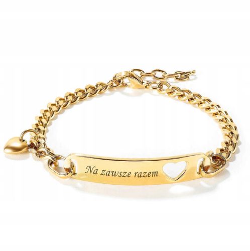  Gold Women's Bracelet With Engraving Heart Plate