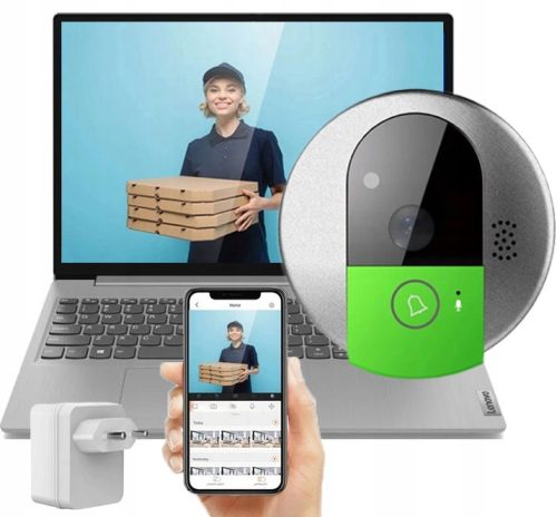 door viewer with smartphone doorbell button