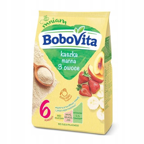  BOBOVITA SEMOLINA PORRIDGE 3 FRUITS 6+ DAIRY-FREE 180G