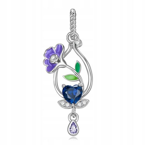  Charm pendant Flower Petunia Birthday silver 925