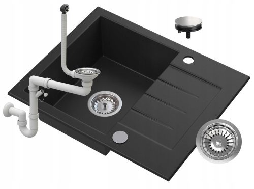 Granitan TINOS single-bowl sink, black granite