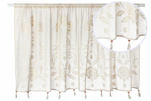 Curtains, Curtains ready Curtain cords with cotton beads 150 cm x 90