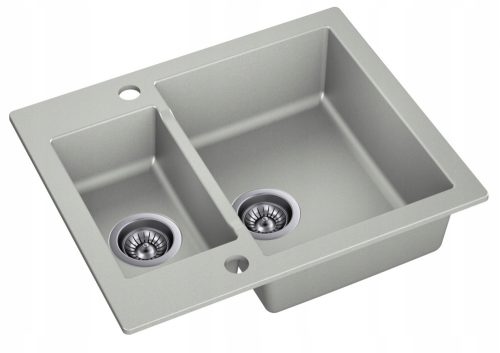 Moderno Annie one-and-a-half-bowl washbasin, grey granite tones