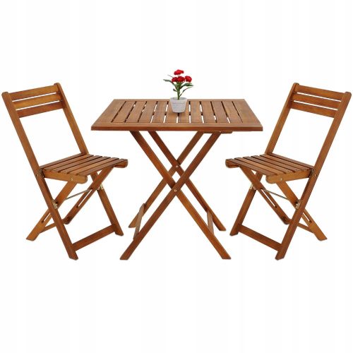 Tables et chaises de jardin pour la terrasse Table et chaises en bois Deuba, beige et marron classique