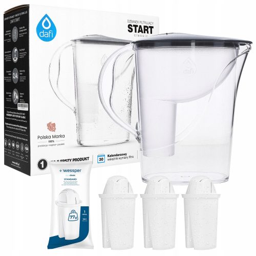  Dafi Start Classic filter jug 2.4 l silver/grey + 3× filter insert for the Wessper Aquaclassic standard jug 1 pc.