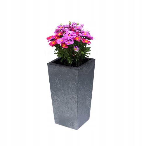  Valle Verde flowerpot, 27 cm x 27 x 50 cm, diameter 27 cm, plastic in grey and silver tones