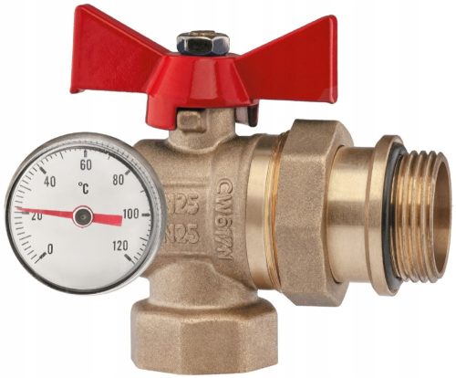 Ball valve VALVE 1'' VALVE WITH ANGLE THERMOMETER, RED