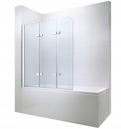 Three-part bathtub partition Inea, 120 x 140 cm, transparent