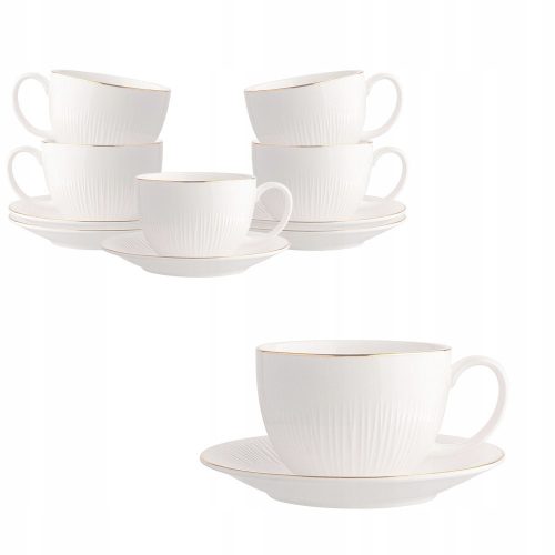 Cup and saucer for coffee and tea Altom Design Alessia Złota Linia cup, porcelain, 250 ml, 6 pcs.