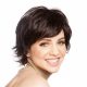  Short women's wig made of synthetic dark brown hair