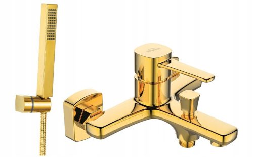 Invena GLAMOUR single-lever wall-mounted bathtub faucet, gold