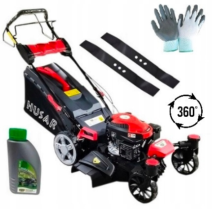 Petrol lawn mower - Husar petrol lawn mower with basket, 170 cm³ capacity. Basket 65 l, cutting width 48 cm