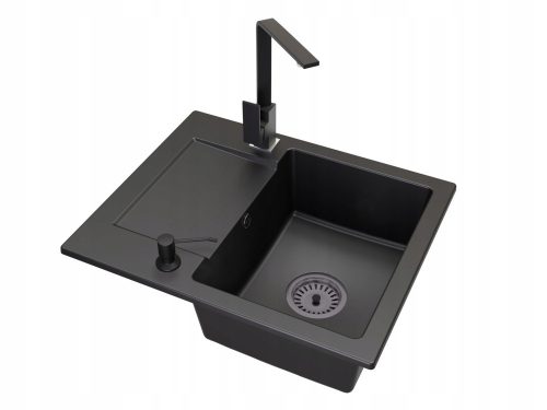 Brado DONZO single-bowl sink NOOK FATTER DISPENSER BLACK SIPHON made of black granite