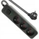 Strip extension cable 1.5 m, 3 pcs. sockets, black