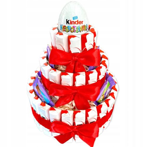  3-tier cake with Kinder chocolates Birthday gift mix of sweets