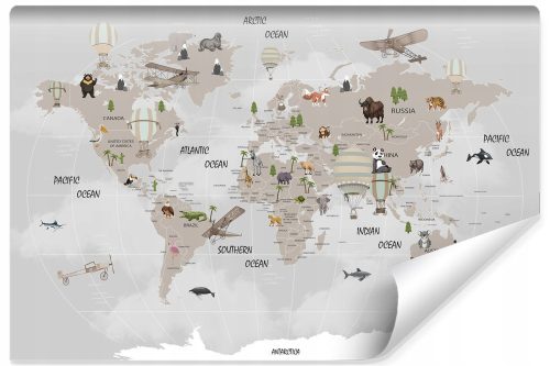 Photo wallpaper WORLD MAP Animals Airplanes 368x254