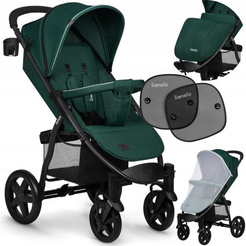  Lionelo Plus Annet green forest stroller + sun shade for car windows. 2 Lionelo parasols