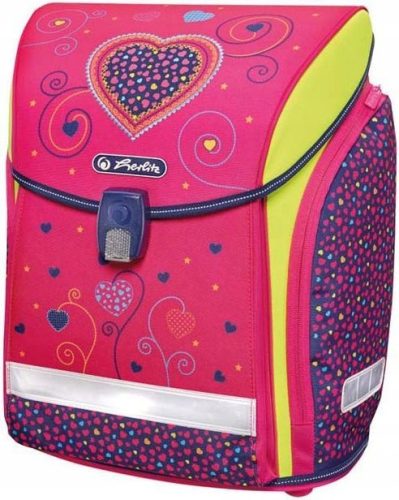 Herlitz Midi Backpack - Pink Hearts | Breathable, Waterproof, Reflective