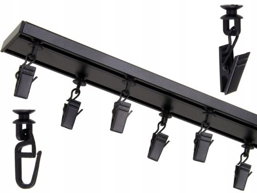  Decorative two-track ceiling rail 320 cm made of black aluminum