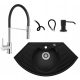 Teknoven sink with 1.5 bowls, black granite